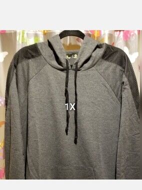 NEW SZ 1X GRAY AND BLACK MESH HOODIE